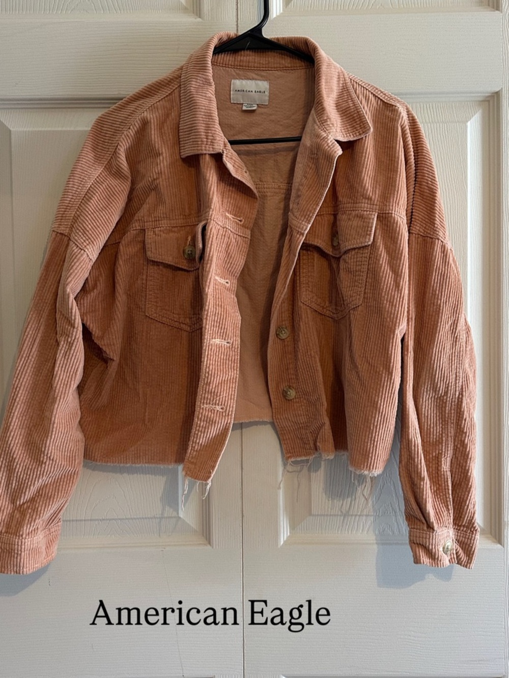 American Eagle Outfitters Corduroy Cropped Jacket in Dusty Peach